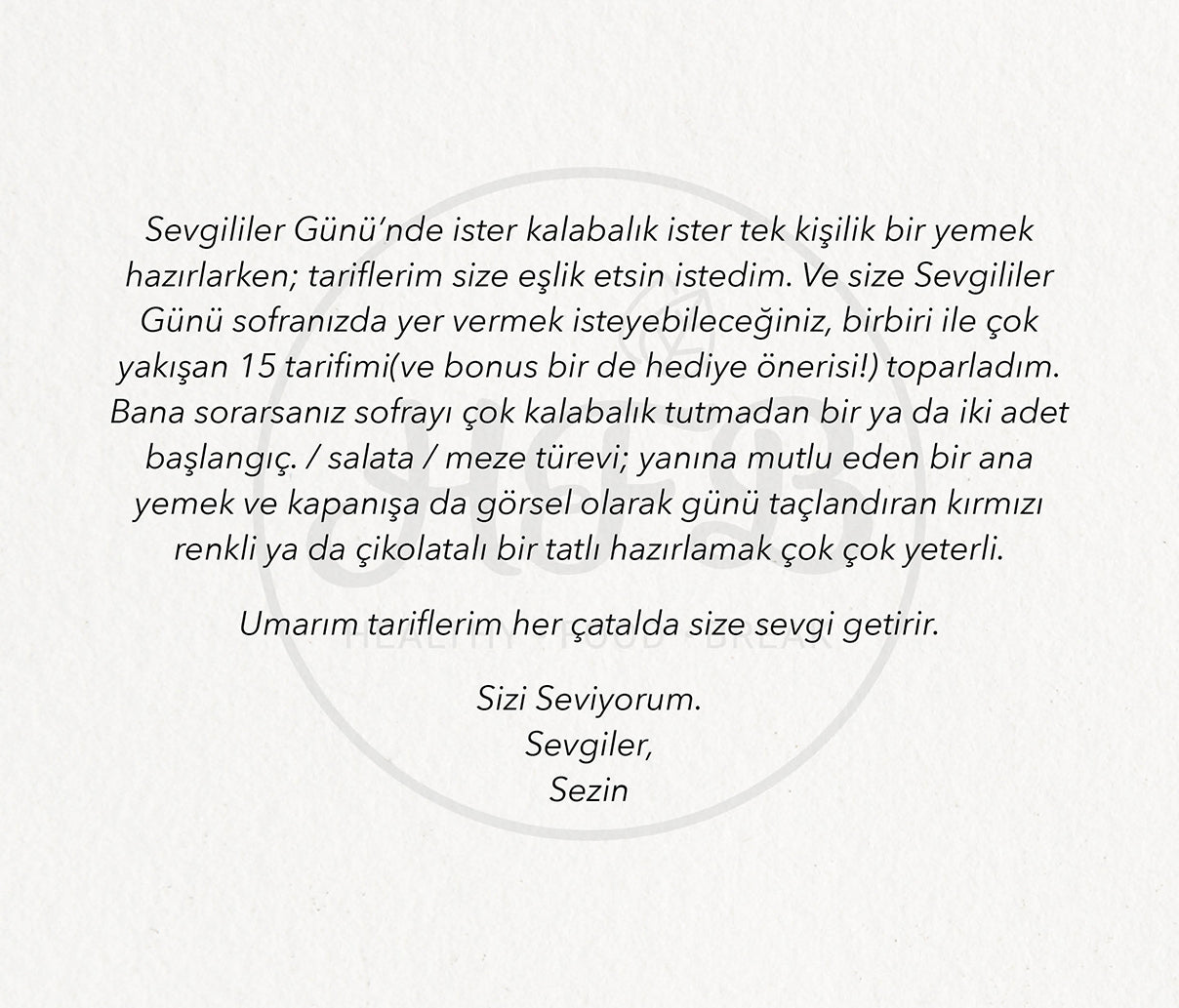 Romantik Tarifler Kitapçığı