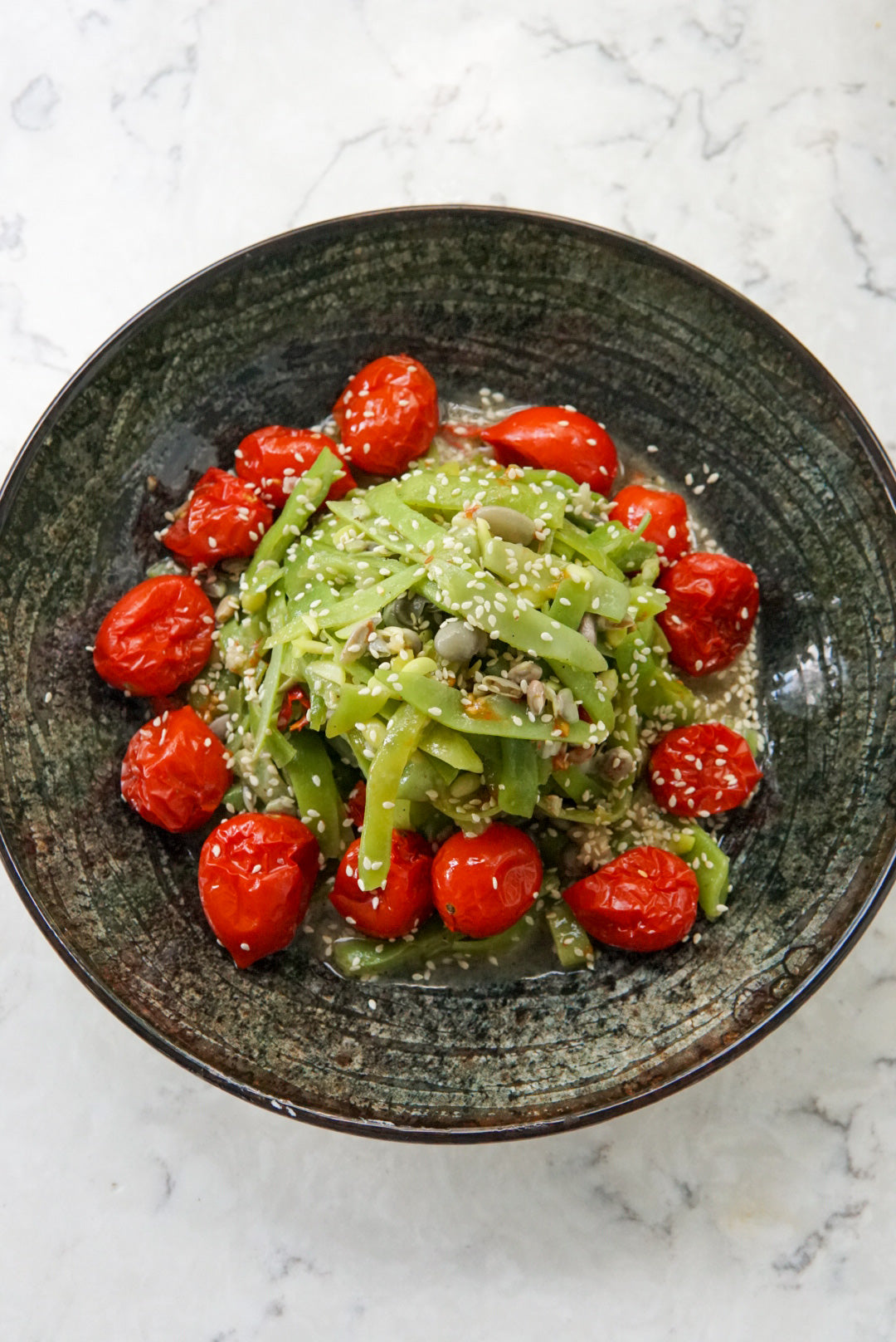 Tahinli Ilık Taze Fasulye Salatası