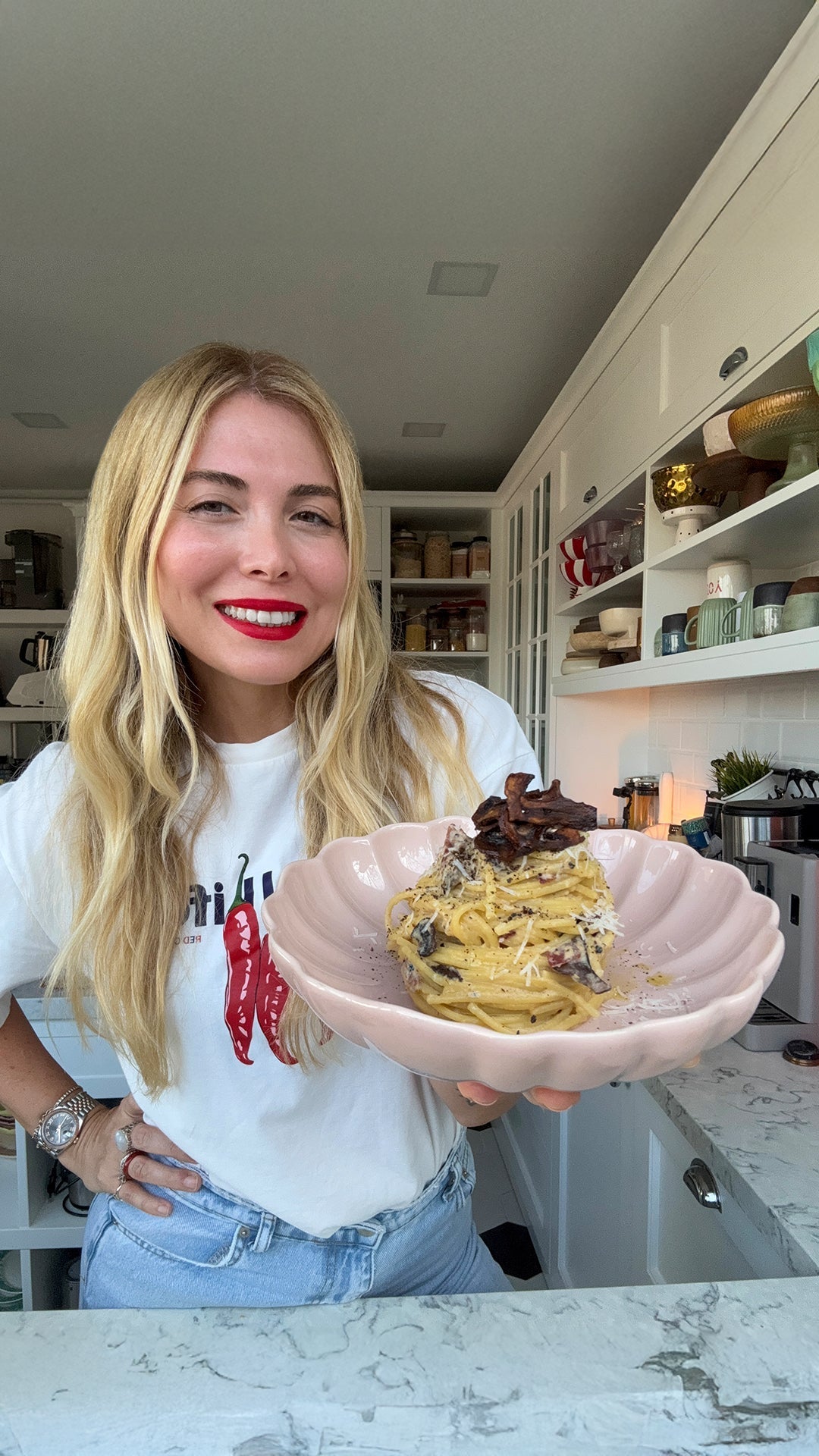 Mantarlı ve Pastırmalı Spagetti Carbonara